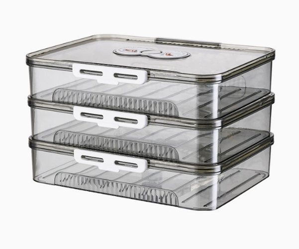 Clear Dumpling Storage Container with Lid - Stackable Food Organizer Box