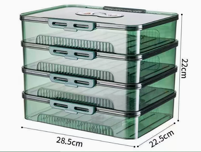 Clear Dumpling Storage Container with Lid - Stackable Food Organizer Box