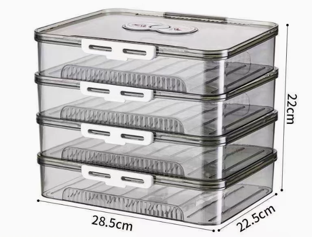 Clear Dumpling Storage Container with Lid - Stackable Food Organizer Box