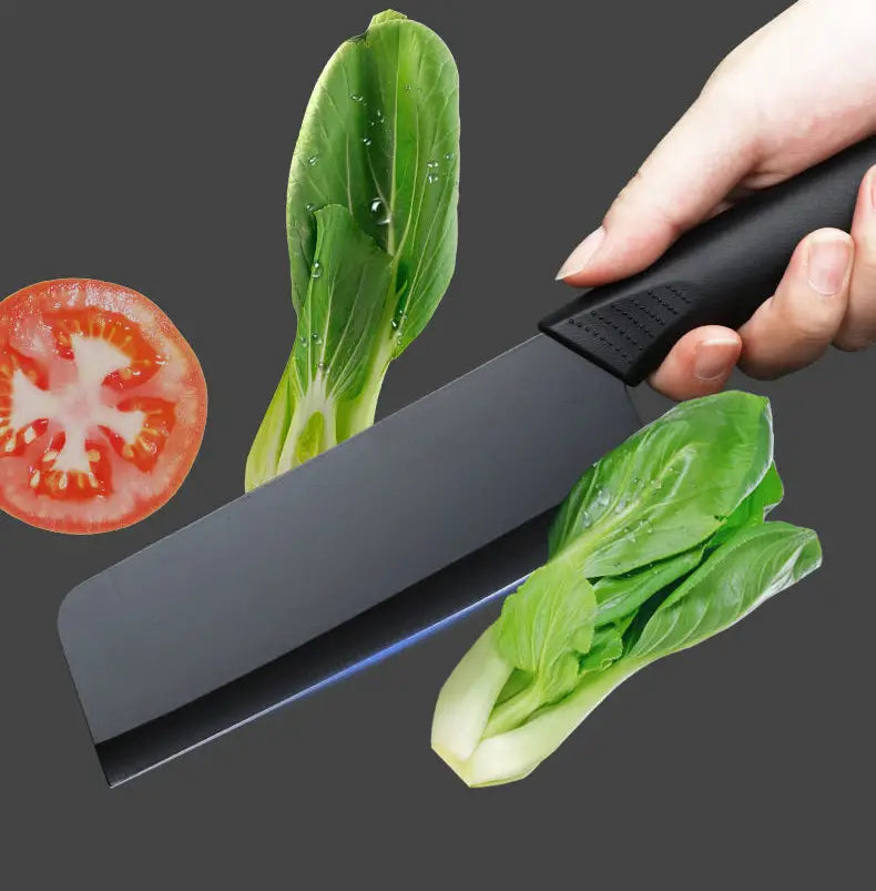 Set of 2 Stainless Steel Kitchen Knives with Black Blades