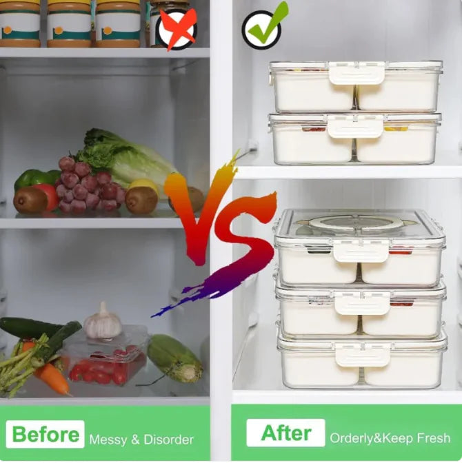 Food Storage Lunch Box Set - BPA-Free Plastic Containers with Lids (2 Pack)