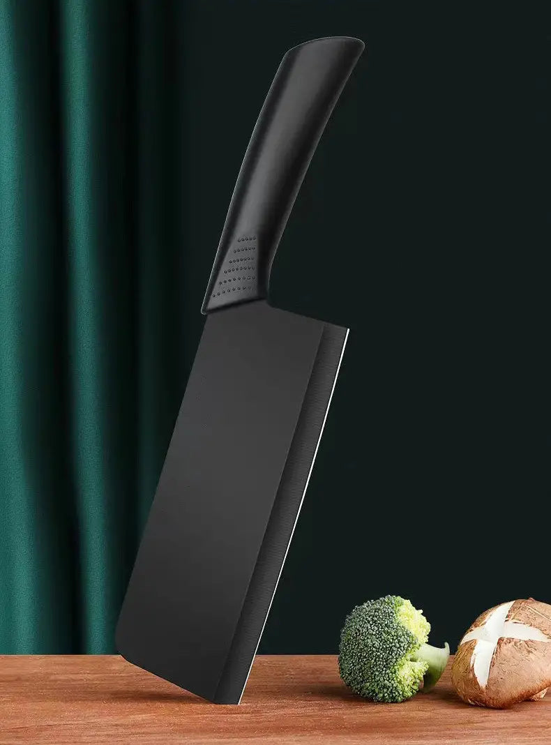 Set of 2 Stainless Steel Kitchen Knives with Black Blades