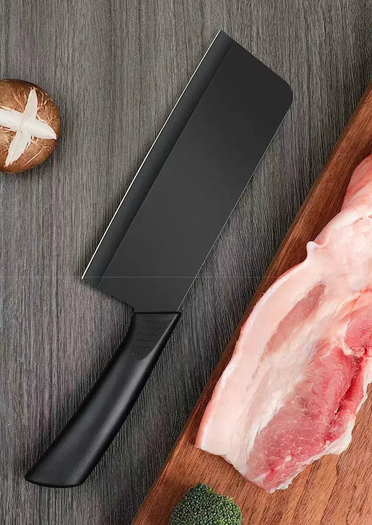 Set of 2 Stainless Steel Kitchen Knives with Black Blades