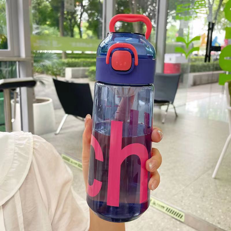 High-Capacity Portable Sports Water Bottle with Straw