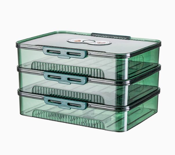 Clear Dumpling Storage Container with Lid - Stackable Food Organizer Box