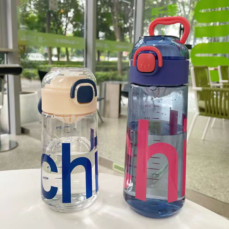 High-Capacity Portable Sports Water Bottle with Straw