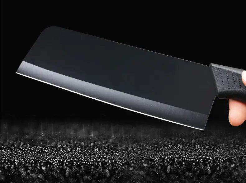 Set of 2 Stainless Steel Kitchen Knives with Black Blades