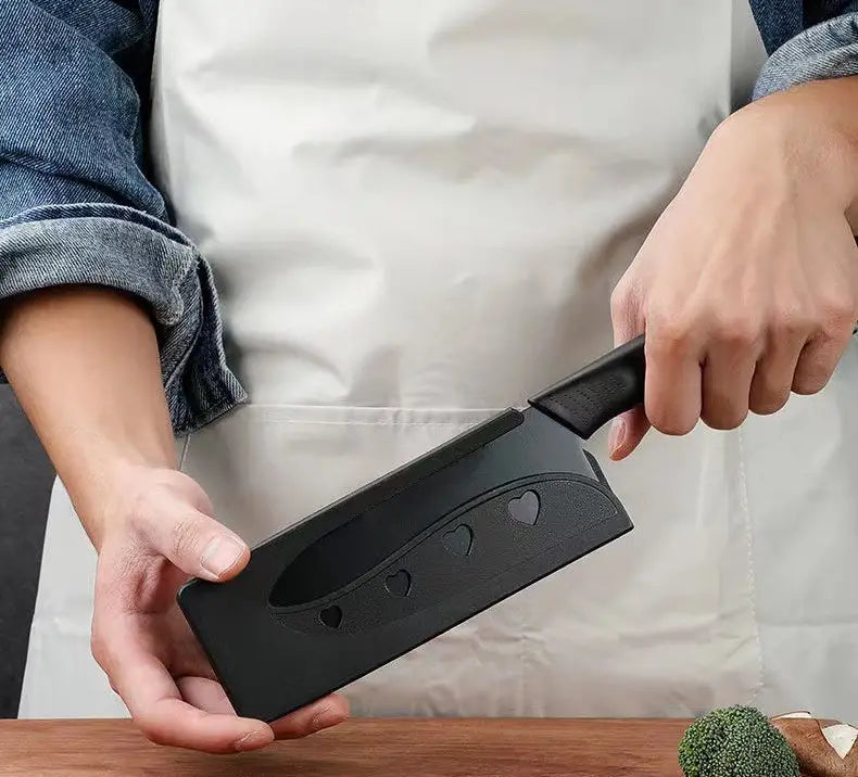 Set of 2 Stainless Steel Kitchen Knives with Black Blades