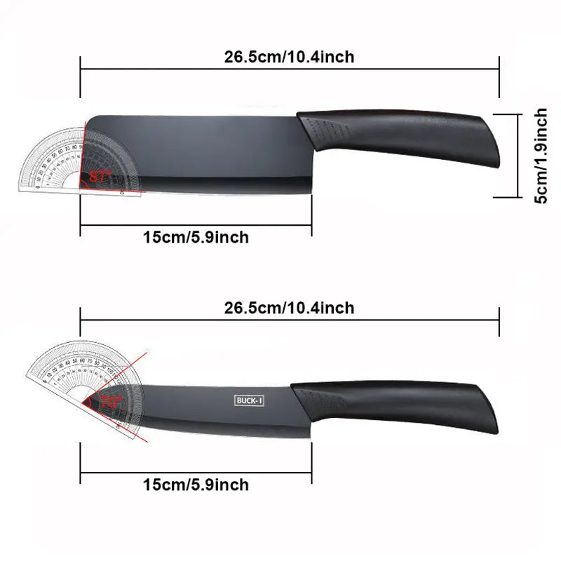 Set of 2 Stainless Steel Kitchen Knives with Black Blades